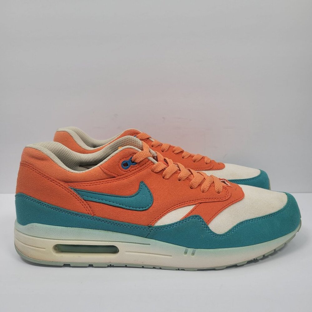 Nike Air Max 1 Men's Mandarin Mineral Blue Orange Sneakers 433212-040 US Size 10